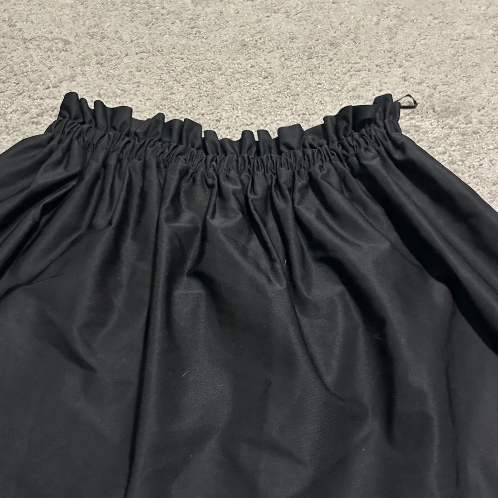 Zara Woman Black Paperbag Waist‎ Mini Skirt Small Cotton Blend Flared Skater